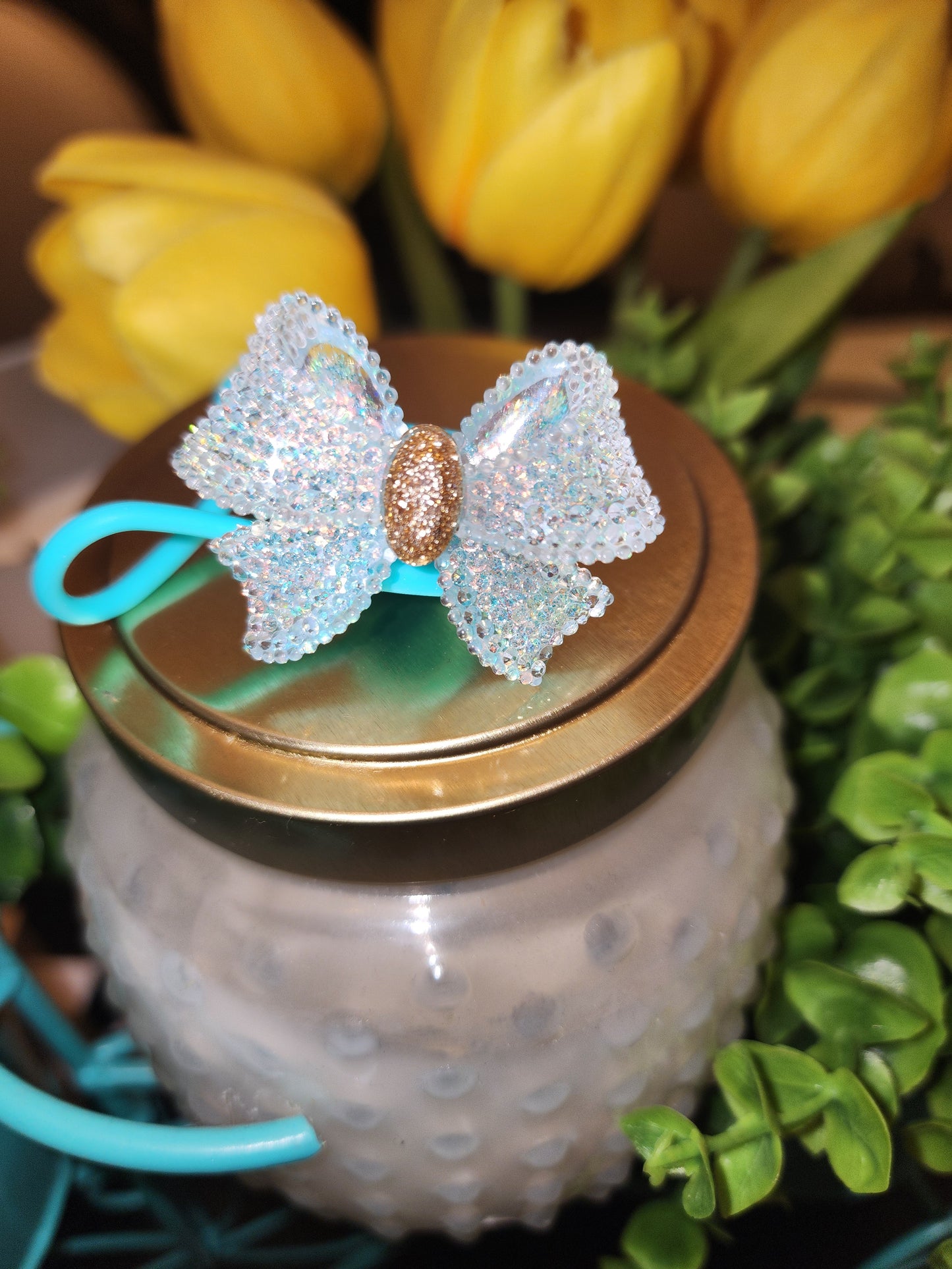 SisBow_Sparkling Bow Straw Topper